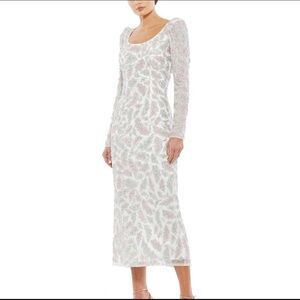 Foliage Embellished Midi Sheath Dress